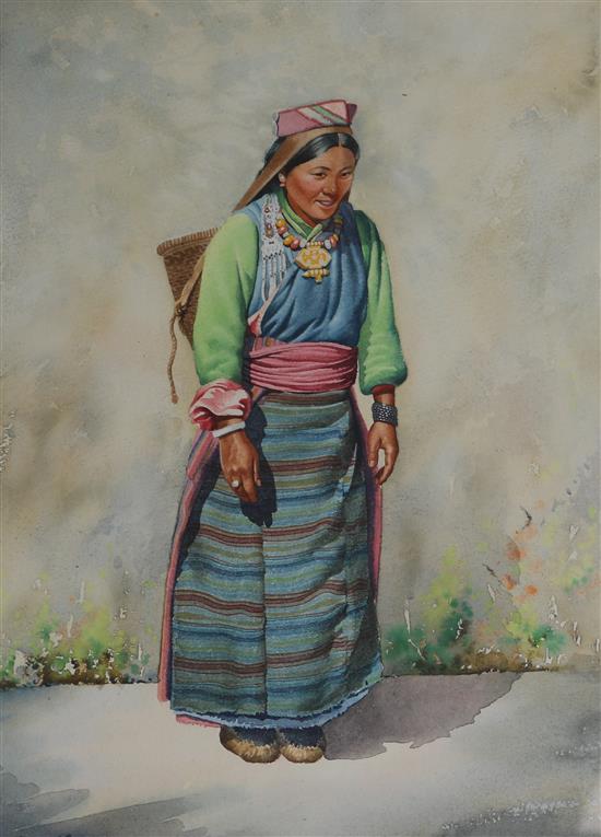 Goray Douglas (1920-1976) Study of a Tibetan woman 36 x 25cm.